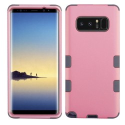 Funda Note 8 Uso Rudo Triple Layer Rosa Gris Metalico